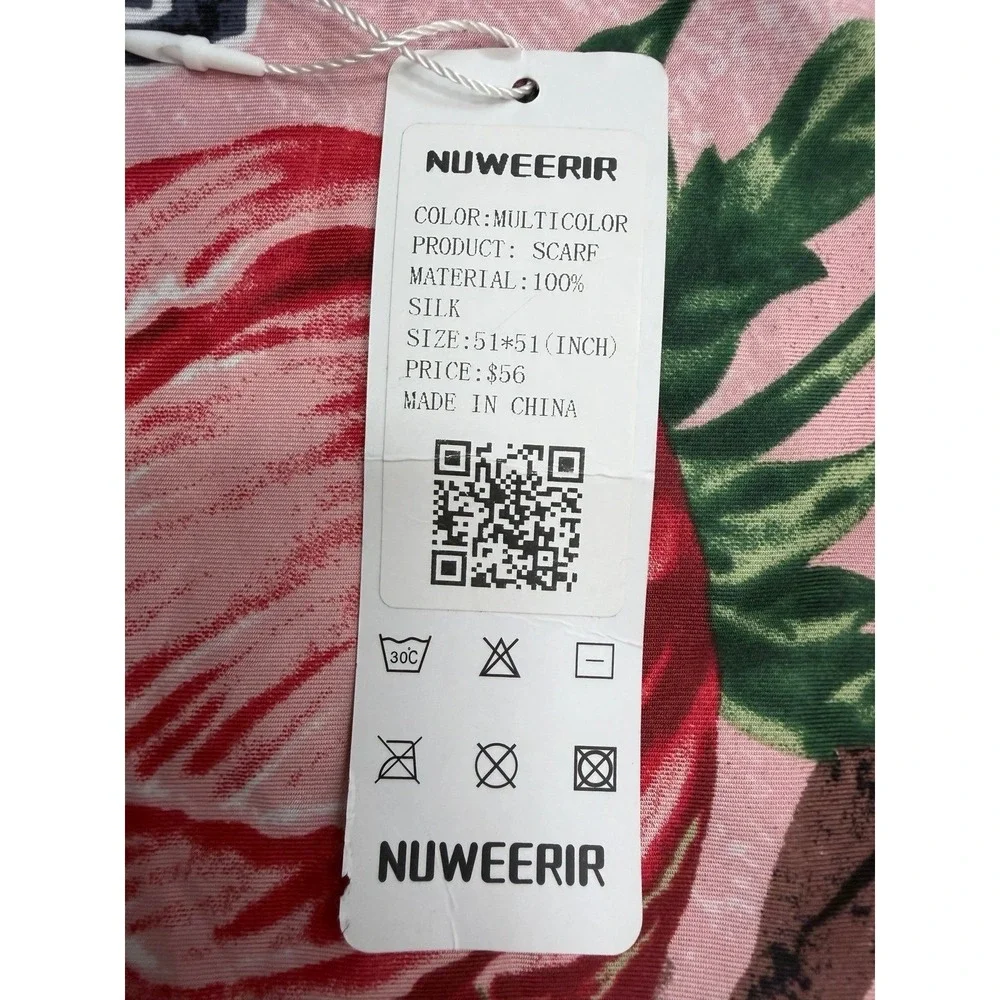 NUWEERIR 100% Silk Floral Horse‎ Scarf Multicolor 51x51